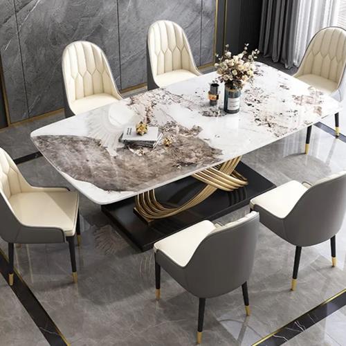  Marble Rectangular Modern Dining Table Set