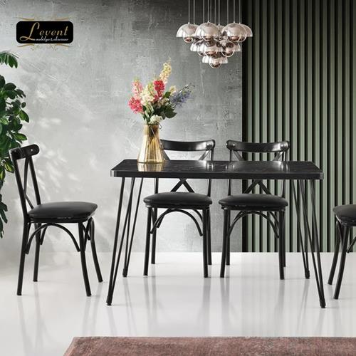 LANSE TABLE AND BAHAR CROSS CHAIR SET-BLACK