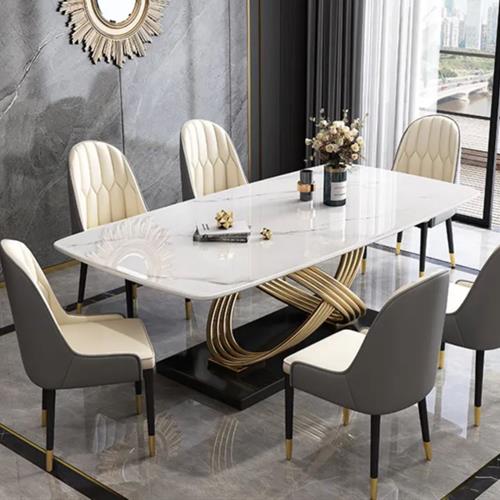  Marble Rectangular Modern Dining Table Set